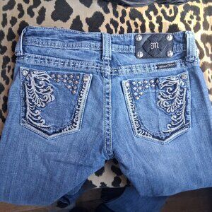 Miss Me Size 28 Bootcut Jeans Studded Embroidered Rhinestone Denim